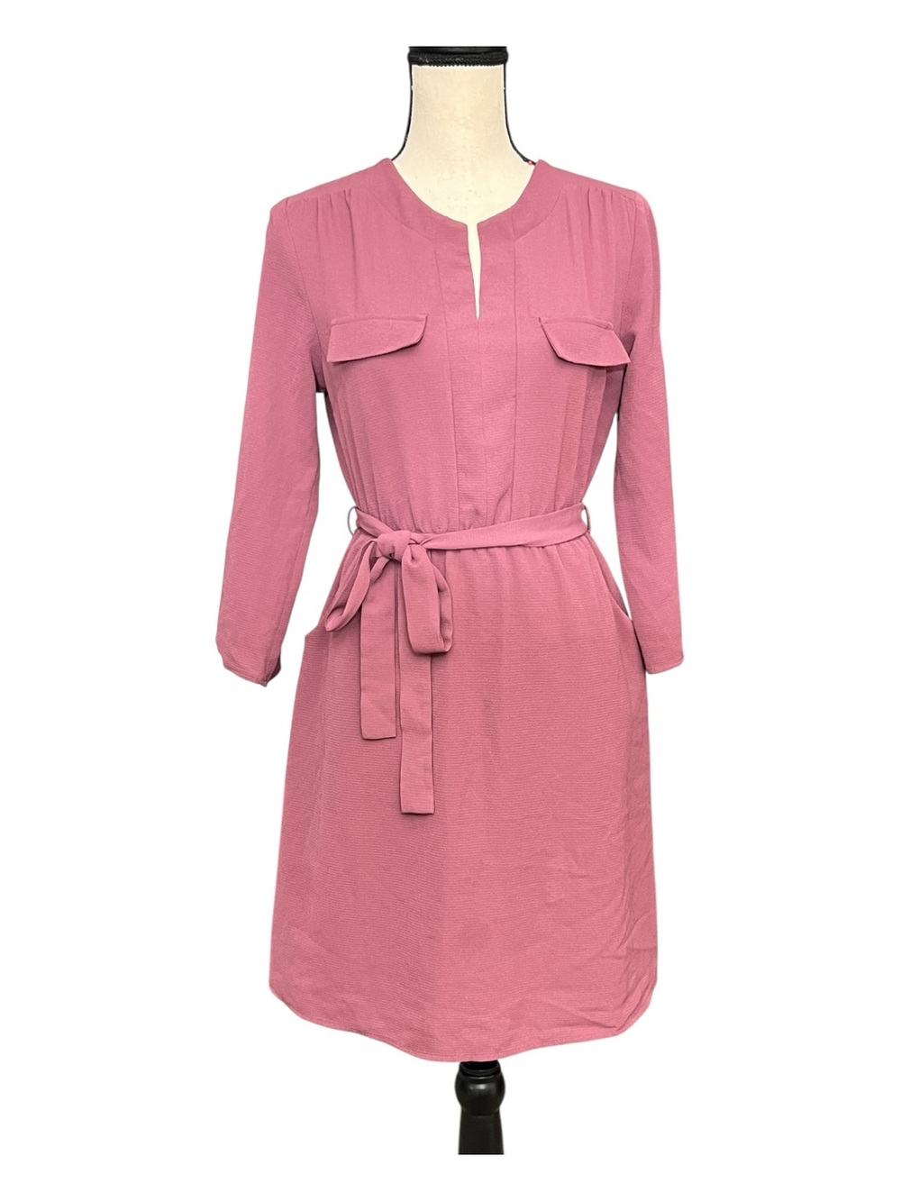 Monteau Dusty Rose Tie-Waist Midi Dress Size M